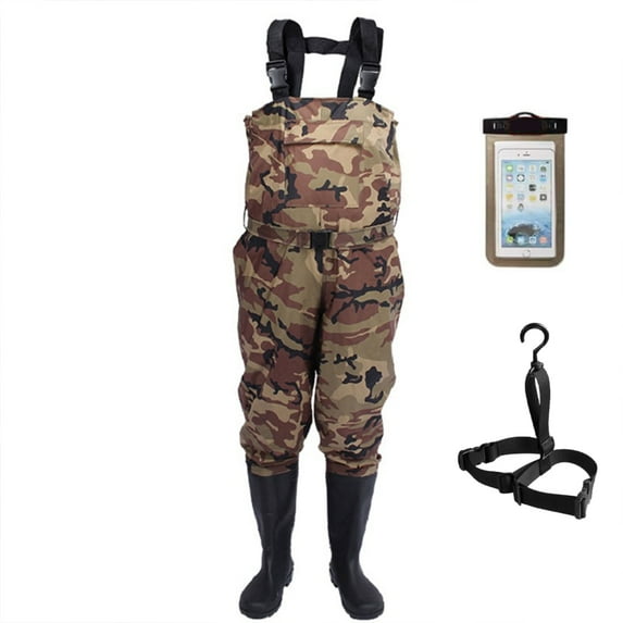 Autoez Fishing Wader Boots Waterproof Nylon/PVC Chest Waders with Boot Hanger, Black, 10