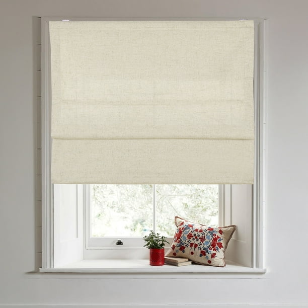 Autoez Roman Shades for Windows Cotton Linen Fabric Window Blind