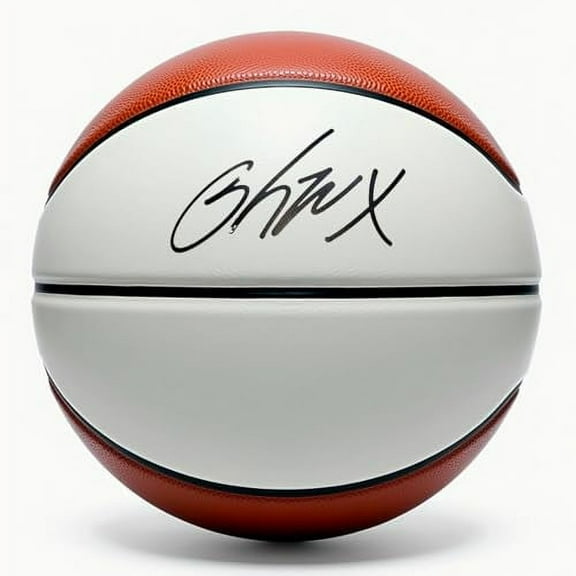 G3C3109LAutograph Blank Regulation Size Basketball | Official Size 7 | Basketball Trophy for Signing with Two Large White and 6 Brown Panels