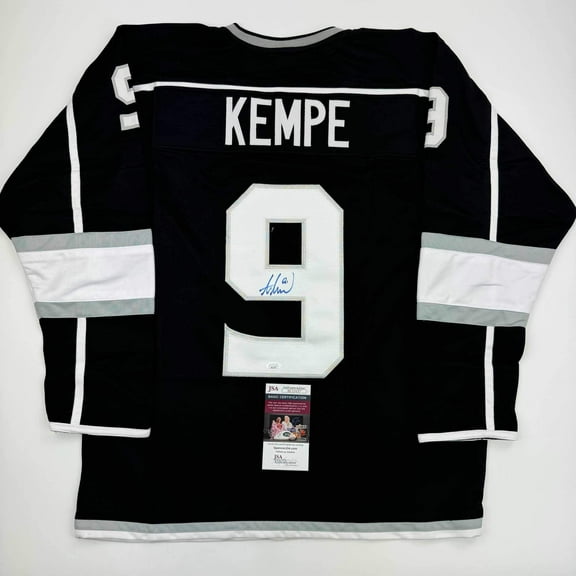 Autographed/Signed Adrian Kempe Los Angeles LA Black Hockey Jersey JSA COA