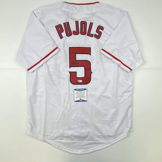 Autographed/Signed Albert Pujols Los Angeles White Baseball Jersey