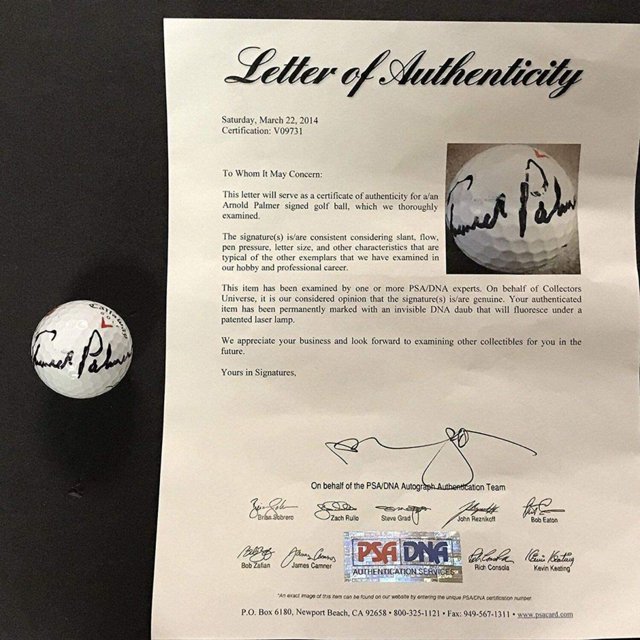 Autographed/Signed Arnold Palmer Callaway PGA Tour Golf Ball PSA/DNA