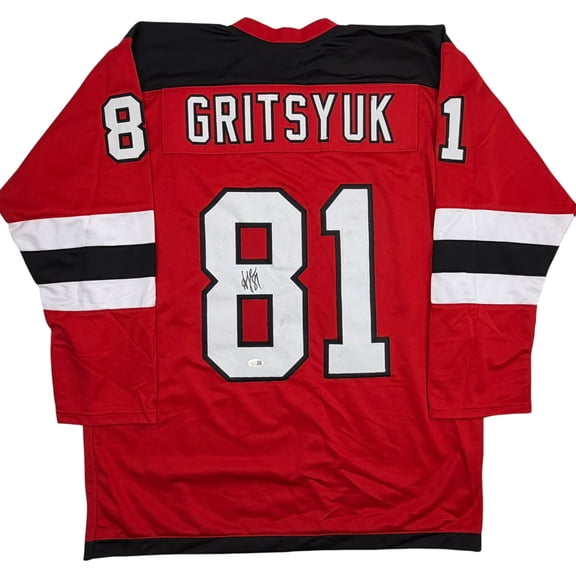 Autographed/Signed Arseni Gritsyuk New Jersey NJ Red Hockey Jersey JSA COA