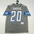 Autographed/Signed Barry Sanders Detroit Lions Grey Football Jersey