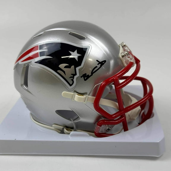 Autographed/Signed Ben Coates New England Patriots Mini Football Helmet Beckett BAS COA