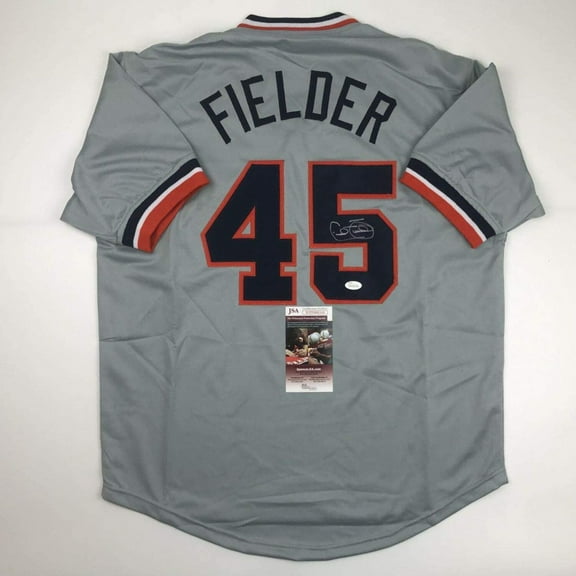 Autographed/Signed Cecil Fielder Detroit Grey Baseball Jersey JSA COA