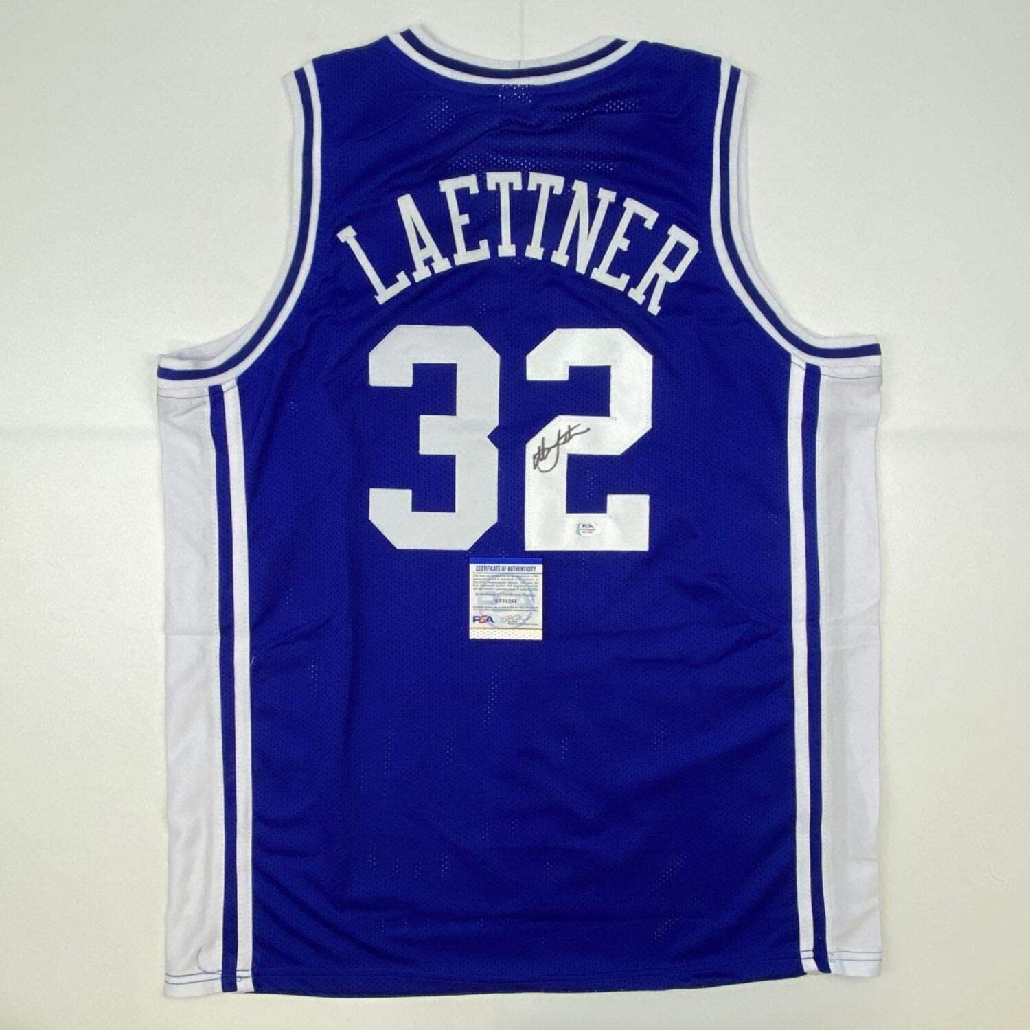 Autographed/Signed Christian Laettner Duke The Shot Blue College