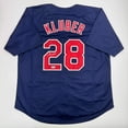 thumbnail image 1 of Autographed/Signed Corey Kluber Cleveland Blue Baseball Jersey Beckett BAS COA, 1 of 4