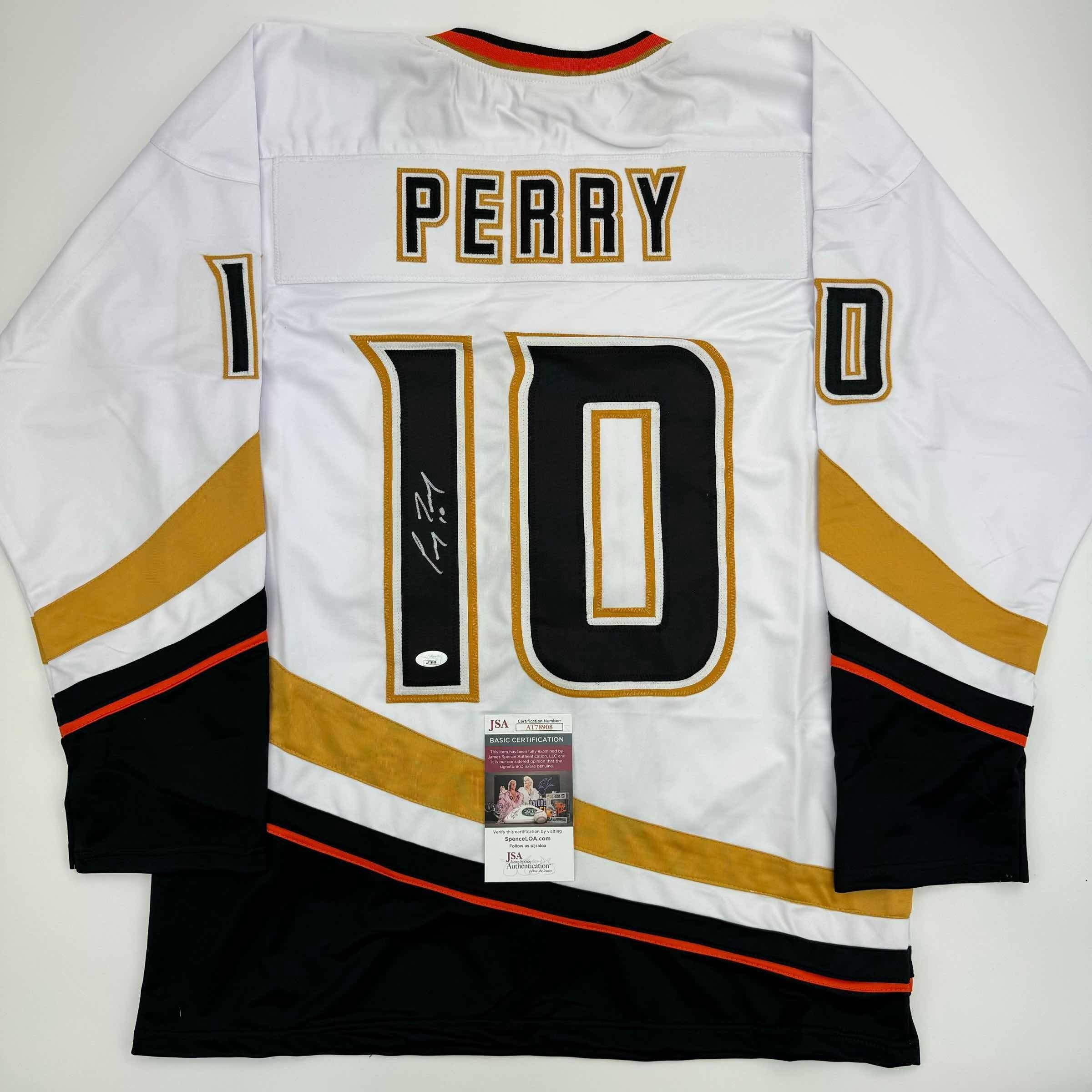 Autographed/Signed Corey Perry Anaheim White Hockey Jersey JSA COA ...