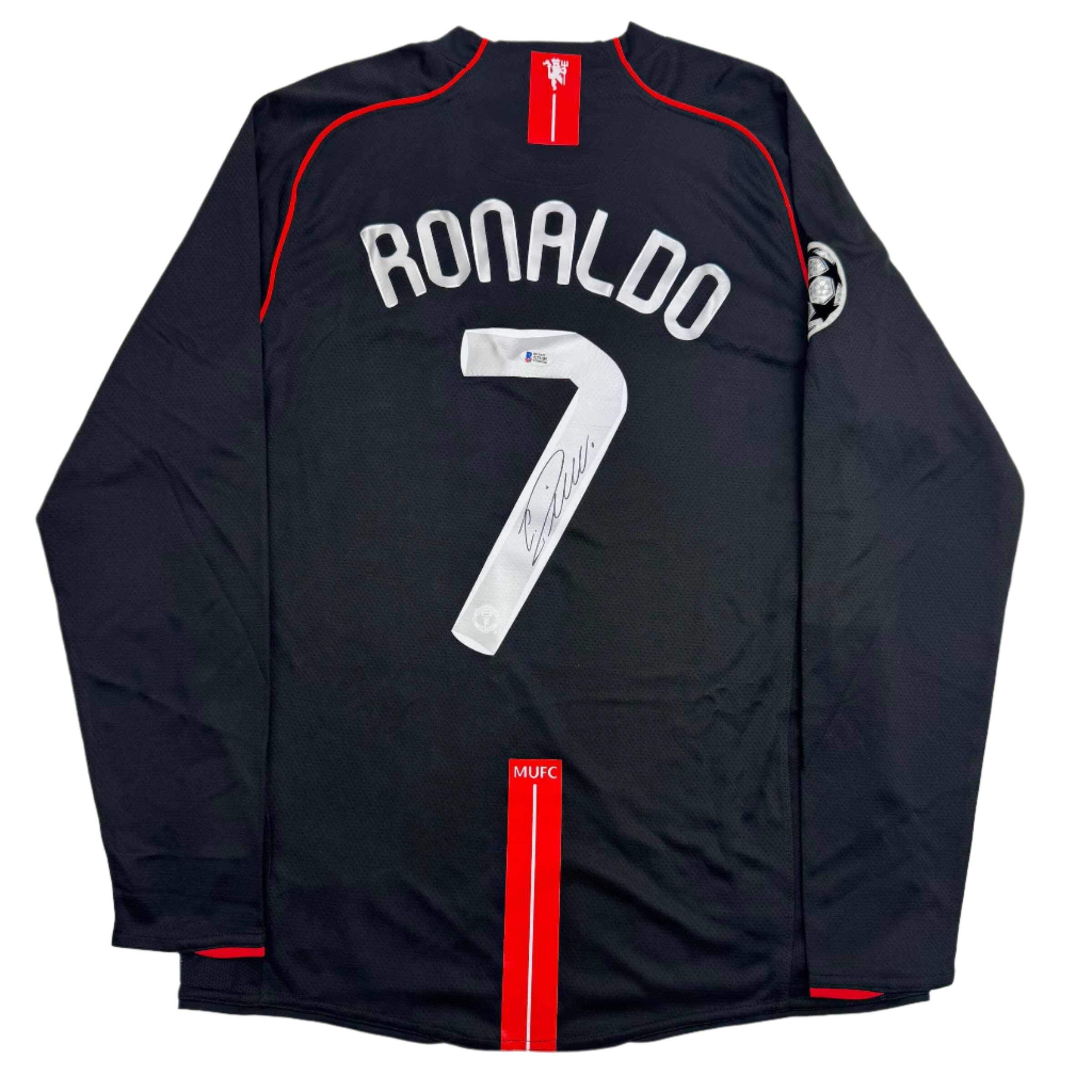 Autographed/Signed Cristiano Ronaldo Manchester United Black Soccer Jersey Beckett BAS COA