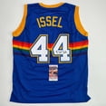 thumbnail image 1 of Autographed/Signed Dan Issel Denver Blue Retro Rainbow Basketball Jersey JSA COA, 1 of 4