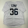 thumbnail image 1 of Autographed/Signed David Cone New York Pinstripe Baseball Jersey Beckett BAS COA, 1 of 4