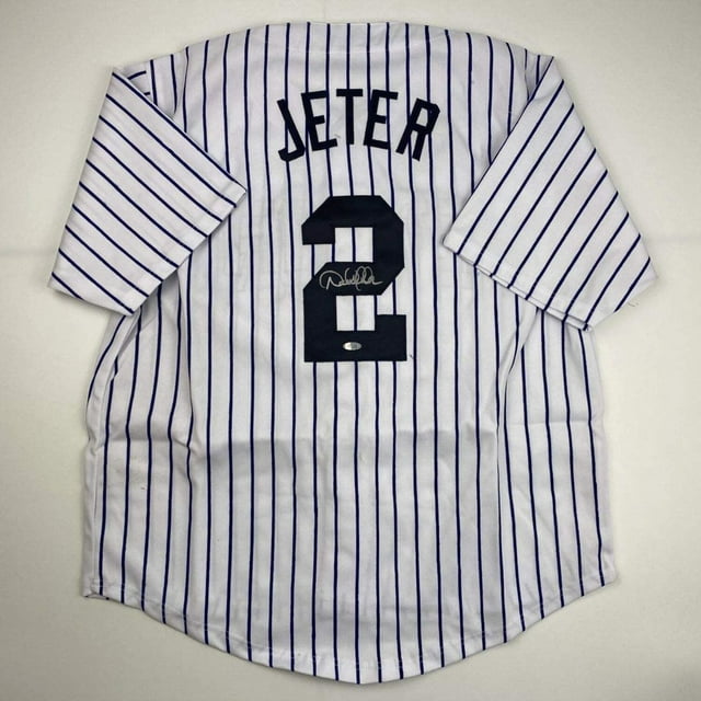 Autographed/Signed Derek Jeter New York Pinstripe Baseball Jersey