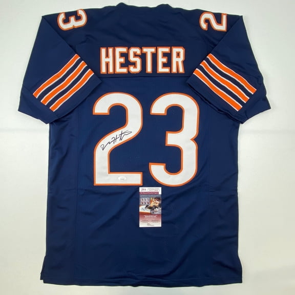 Autographed/Signed Devin Hester Chicago Blue Football Jersey JSA COA