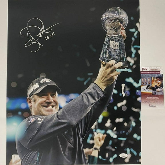 Autographed/Signed Doug Pederson Inscribed SB LII Philadelphia Eagles Super Bowl 52 Champions 16x20 Football Photo JSA COA