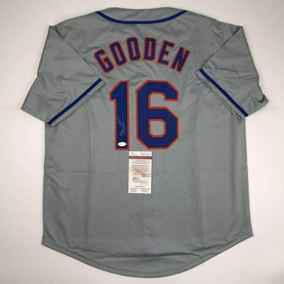 Autographed/Signed Dwight Doc Gooden New York Grey Baseball Jersey JSA COA