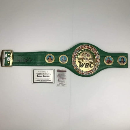 Autographed/Signed George Foreman WBC Green Boxing Replica Championship Belt JSA COA