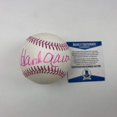 Autographed/Signed Hank Aaron Pink BCA Rawlings Official Major League