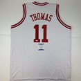thumbnail image 1 of Autographed/Signed Isiah Thomas Indiana White Basketball Jersey Beckett BAS COA, 1 of 4