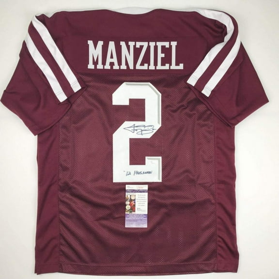 Autographed/Signed Johnny Manziel 12 Heisman Texas AM Maroon College Football Jersey JSA COA