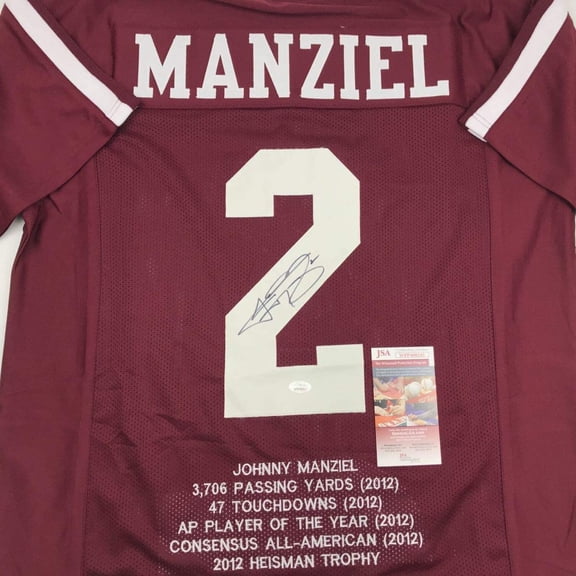 Autographed/Signed Johnny Manziel Texas AM Maroon Stat College Football Jersey JSA COA