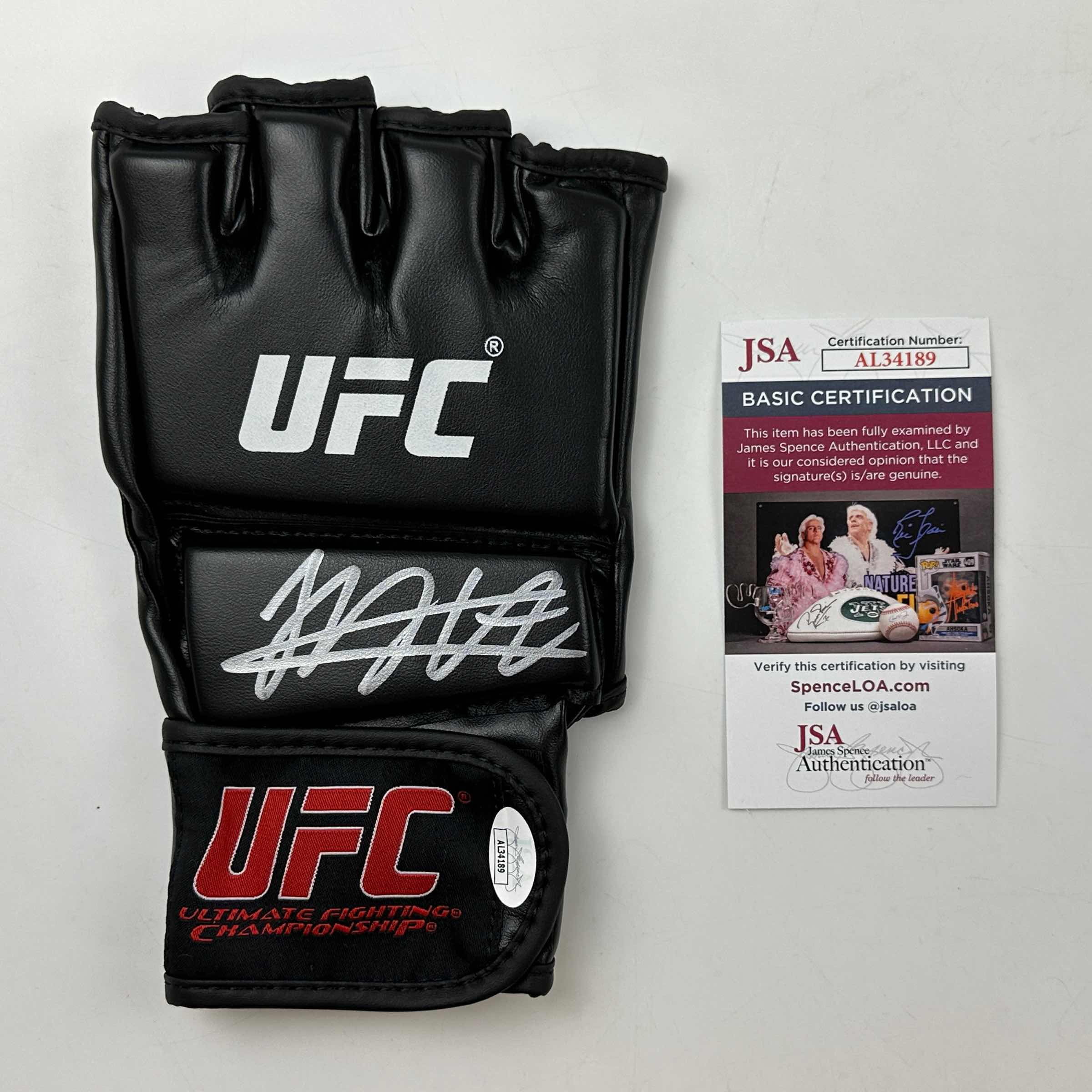 Autographed/Signed Khabib Nurmagomedov Black UFC MMA Glove