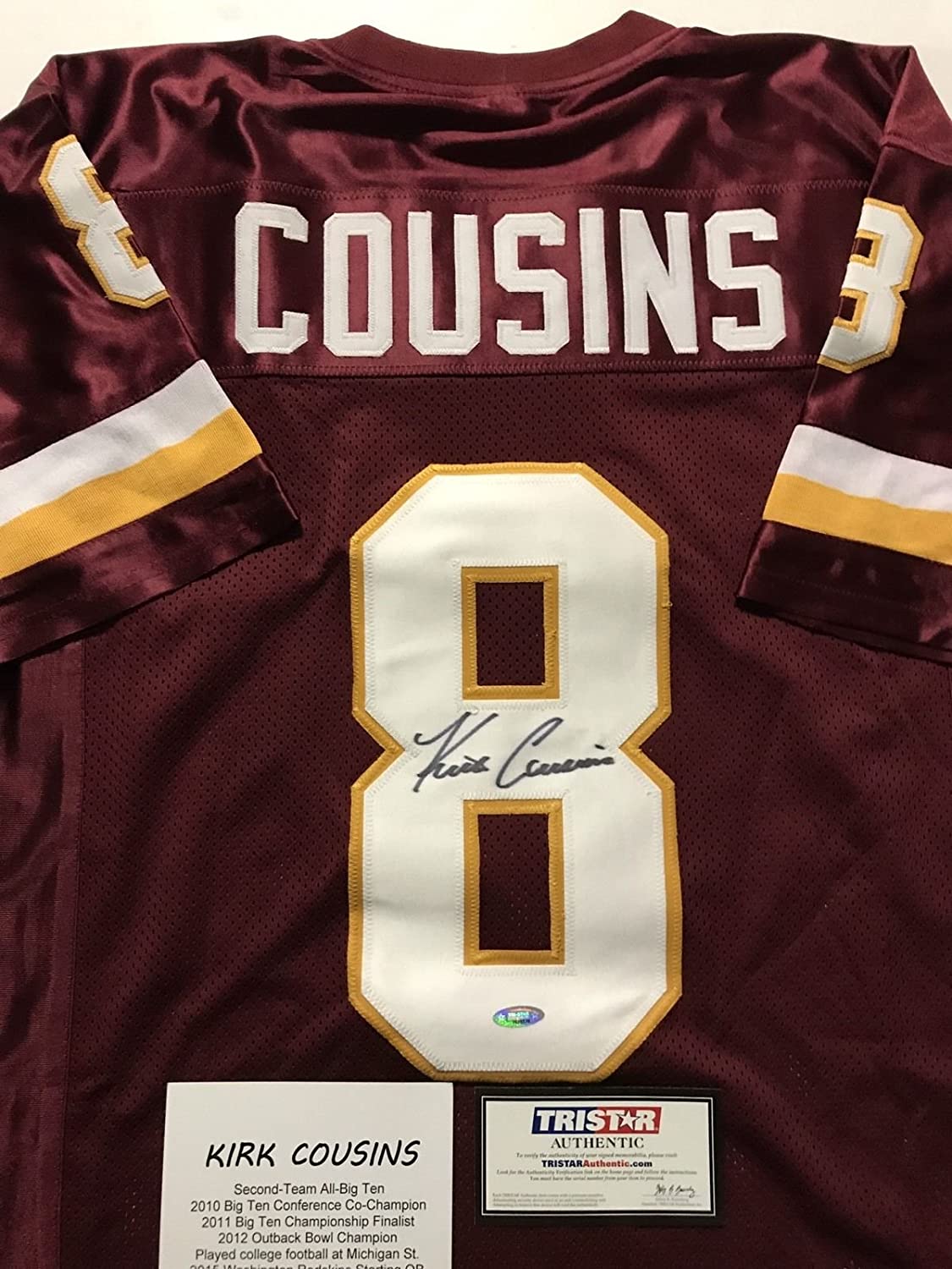 Autographed/Signed Kirk Cousins Washington Burgundy Football Jersey