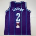 thumbnail image 1 of Autographed/Signed Larry Johnson Charlotte Purple Basketball Jersey JSA COA, 1 of 4