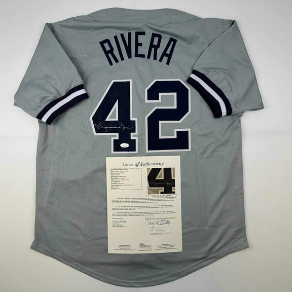 Autographed/Signed Mariano Rivera New York Grey Baseball Jersey JSA COA/LOA