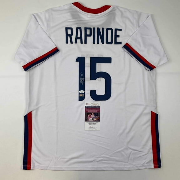 Autographed/Signed Megan Rapinoe White Soccer Team USA United States World Cup Jersey JSA COA