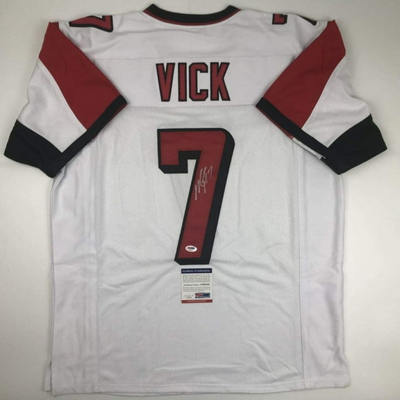 Autographed/Signed Michael Mike Vick Atlanta White Football Jersey PSA/DNA COA