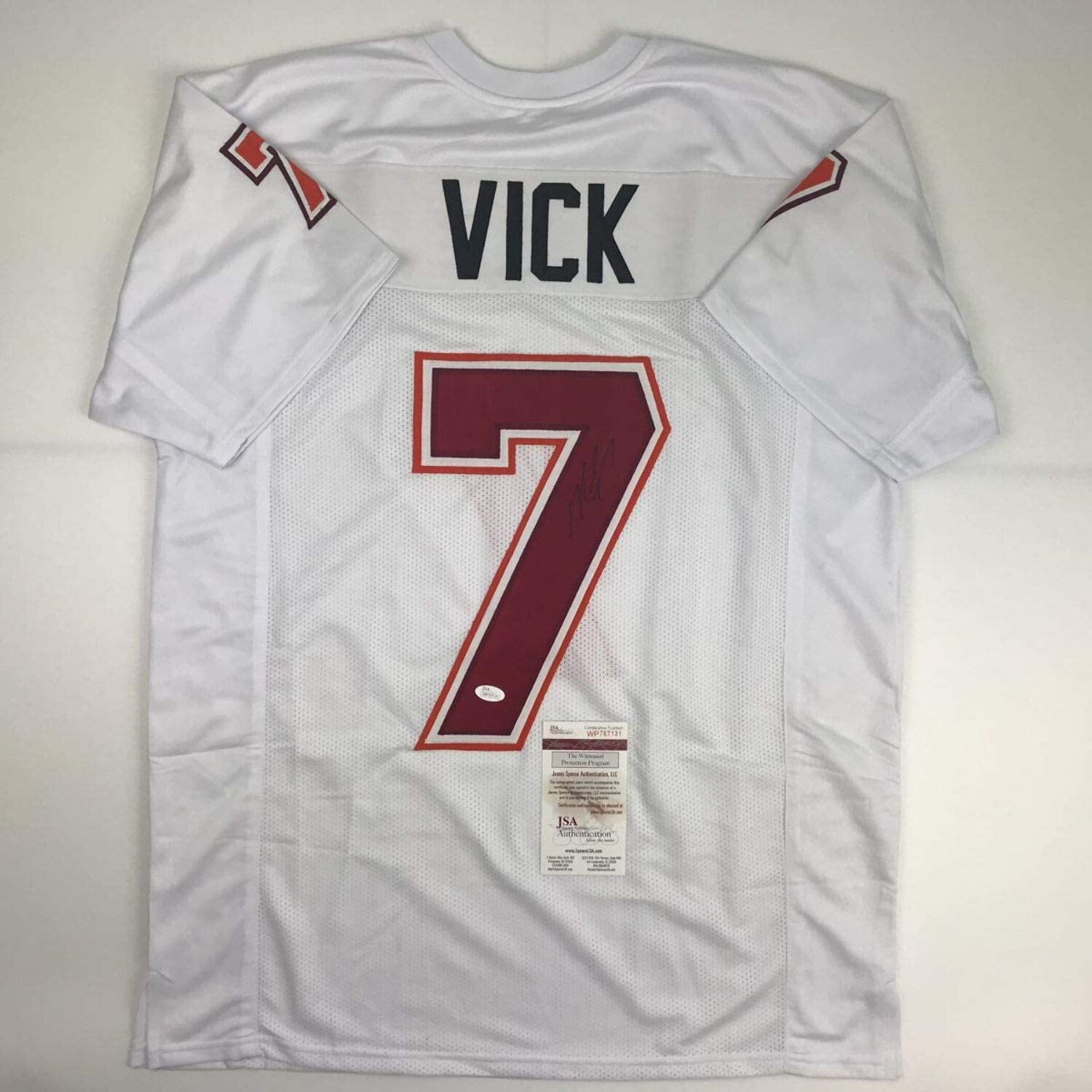 Autographed/Signed Michael Mike Vick Virginia Tech White College