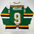 thumbnail image 1 of Autographed/Signed Mike Modano Minnesota Green Hockey Jersey Beckett BAS COA, 1 of 4