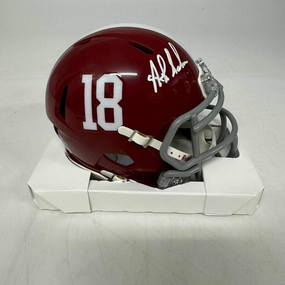 Autographed/Signed Nick Saban Alabama Crimson Tide Mini College Football Helmet Beckett BAS COA