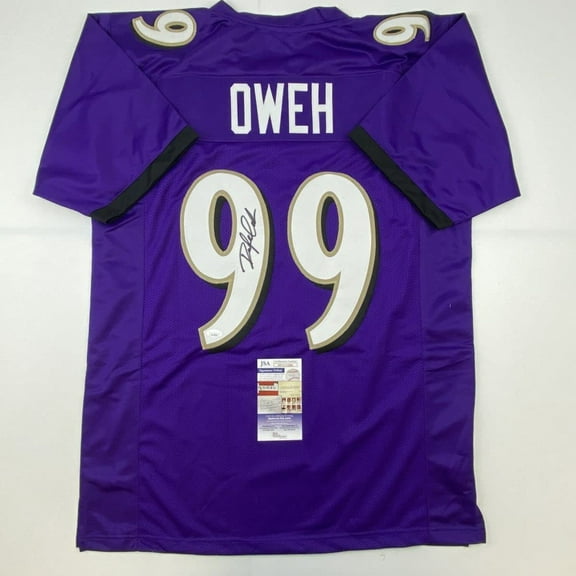 Autographed/Signed Odafe Oweh Baltimore Purple Football Jersey JSA COA