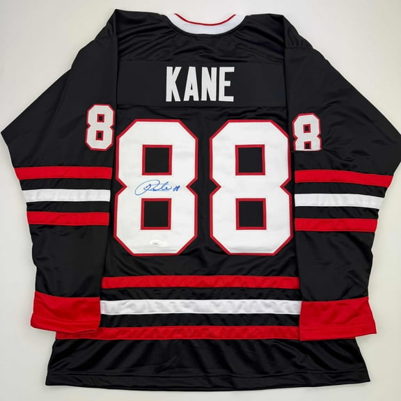 Autographed/Signed Patrick Kane Chicago Black Hockey Jersey JSA COA