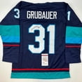 thumbnail image 1 of Autographed/Signed Philipp Grubauer Seattle Blue Hockey Jersey JSA COA, 1 of 4