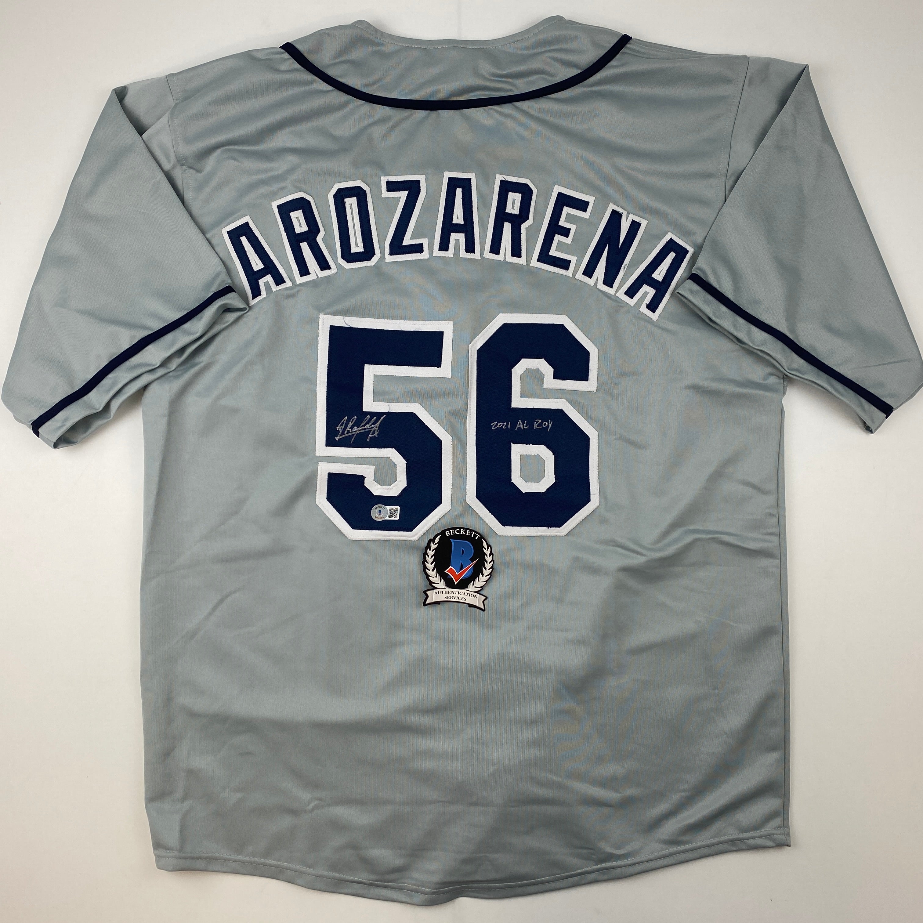 Autographed/Signed Randy Arozarena Tampa Bay Grey Baseball Jersey