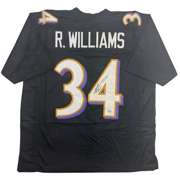 Autographed/Signed Ricky Williams Baltimore Black Football Jersey Beckett BAS COA