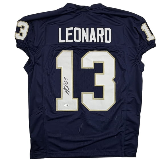 Autographed/Signed Riley Leonard Notre Dame Blue Pro Cut College Football Jersey JSA COA