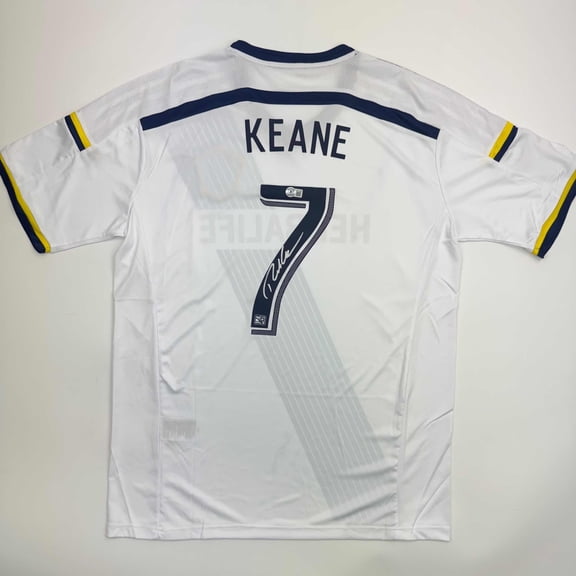 Autographed/Signed Robbie Keane LA Galaxy White Soccer Jersey Beckett BAS COA
