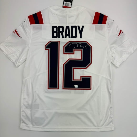 Autographed/Signed Tom Brady New England Patriots White Authentic Nike Limited Football Jersey Fanatics COA