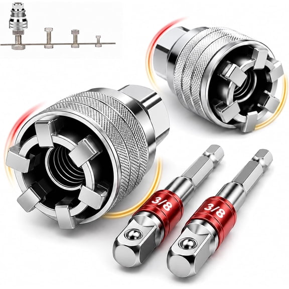 Autogrip Universal Socket Tool, Multi-Function Adjustable Socket Wrench Set for 3/8 In To 3/4 In Drive Ratchet, Drill, 2 Sets