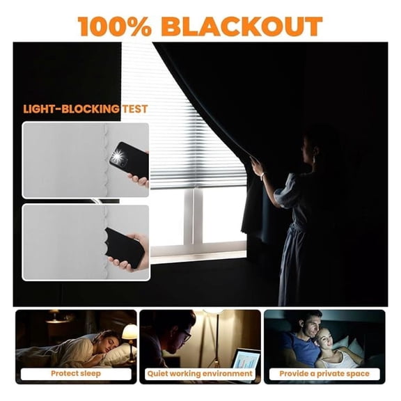 Autohesion Curtains for Windows Bedroom Blackout Curtains for Thermal Lnsulated No Drill