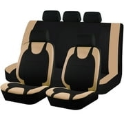 Autoking Cover Car Seat Cover Set Universal Polyester Seat Cover Fit For Most Cars, SUVs and Vans Beige/Black