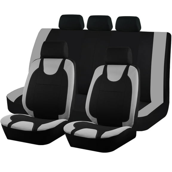 Autoking Cover Car Seat Cover Set Universal Polyester Seat Cover Fit For Most Cars, SUVs and Vans Gray/Black