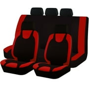 Autoking Cover Car Seat Cover Set Universal Polyester Seat Cover Fit For Most Cars, SUVs and Vans Red/Black