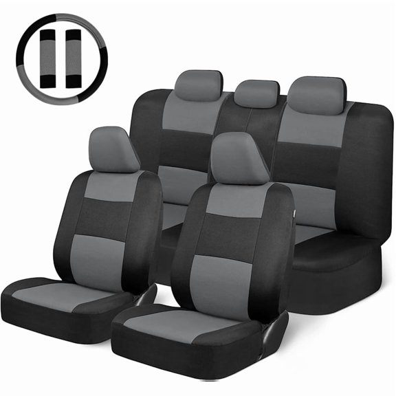 Autoking Cover Universal Car Seat Covers Set With Steering Wheel Covers 2 Shoulder Protection Rear Seat Can Split Car Accessories Interior AD9539GR