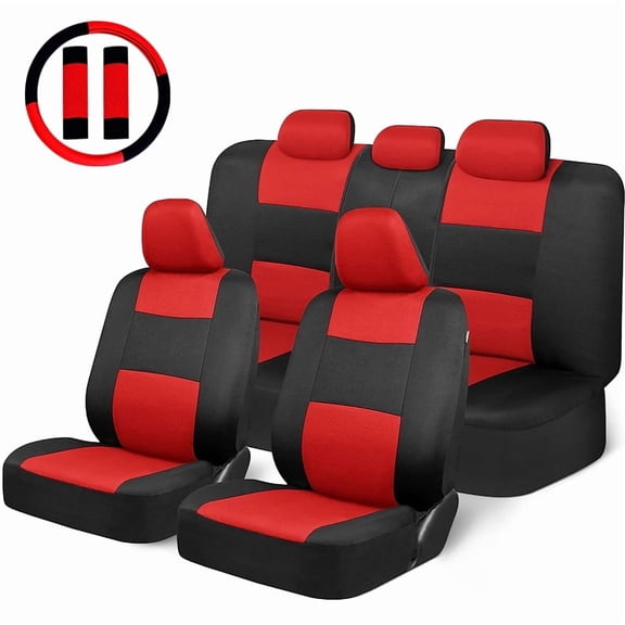 Autoking Cover Universal Car Seat Covers Set With Steering Wheel Covers 2 Shoulder Protection Rear Seat Can Split Car Accessories Interior AD9539RD