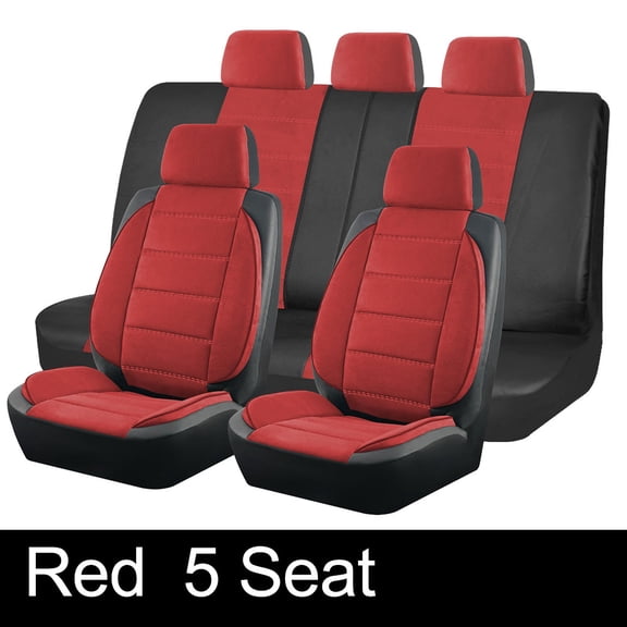 Autoking Cover Universal Car Seat Covers Side Stereo Modeling Leather Fluffy Seat Covers Fit for Most Car Red